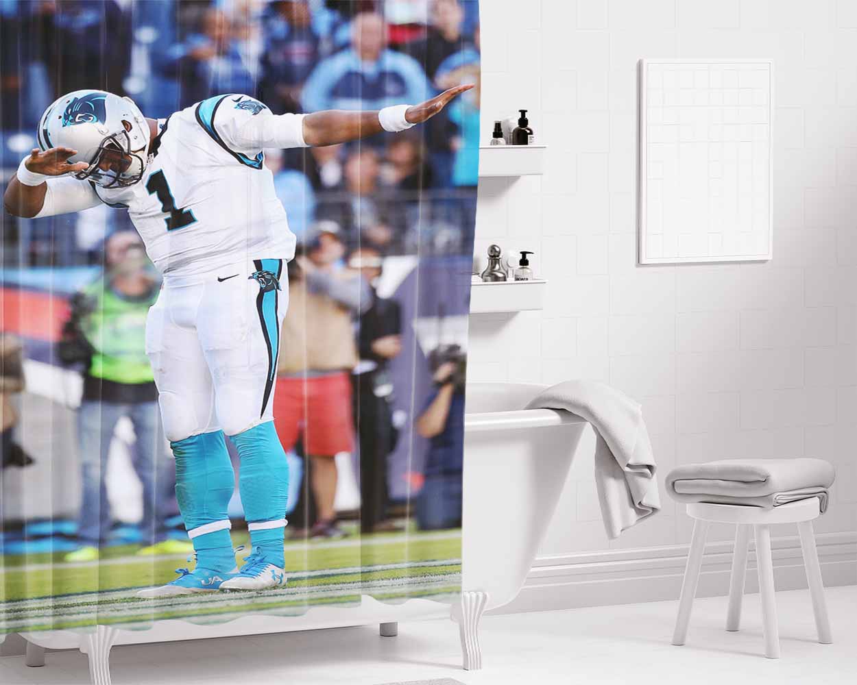 Cam Newton Dabbing Bathroom Shower Curtain Fabric Waterproof | 66 X 72 Inch