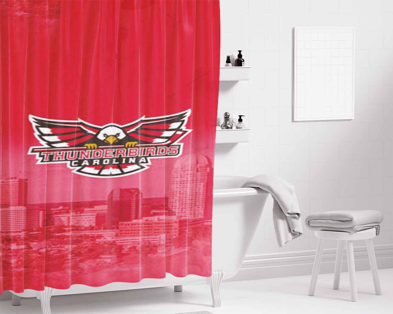 Carolina Thunderbirds Bathroom Shower Curtain Fabric Waterproof | 66 X 72 Inch