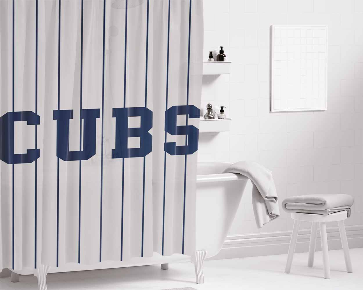 Chicago Cubs St Bathroom Shower Curtain Fabric Waterproof | 66 X 72 Inch