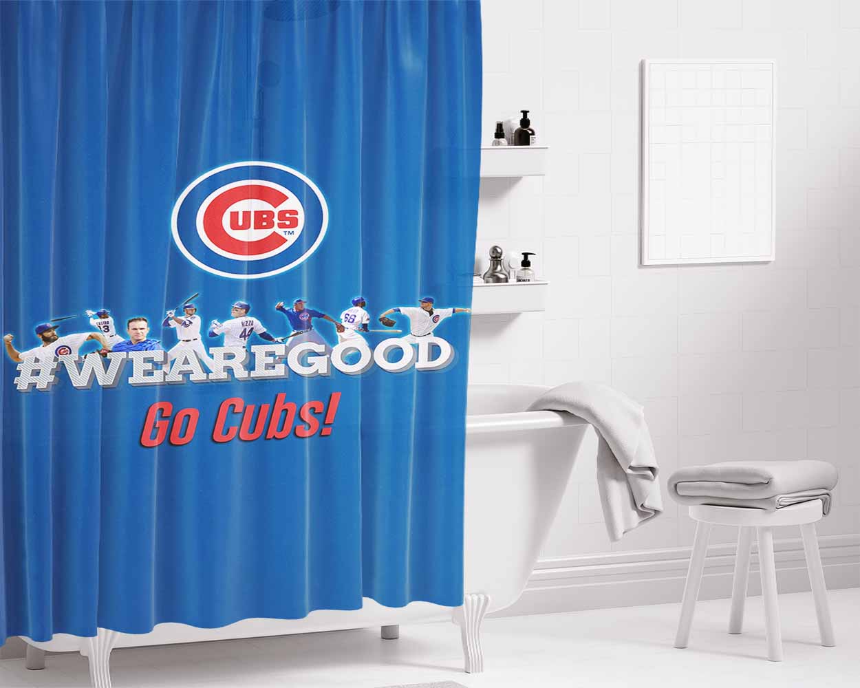 Chicago Cubs We Are Good Bathroom Shower Curtain Fabric Waterproof | 66 X 72 Inch