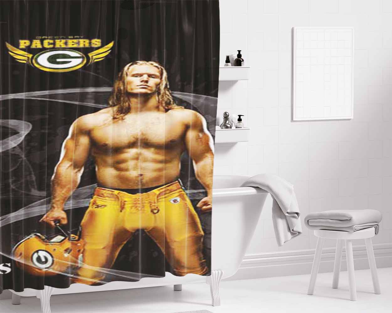 Clay Matthews Swirls Logo Bathroom Shower Curtain Fabric Waterproof | 66 X 72 Inch