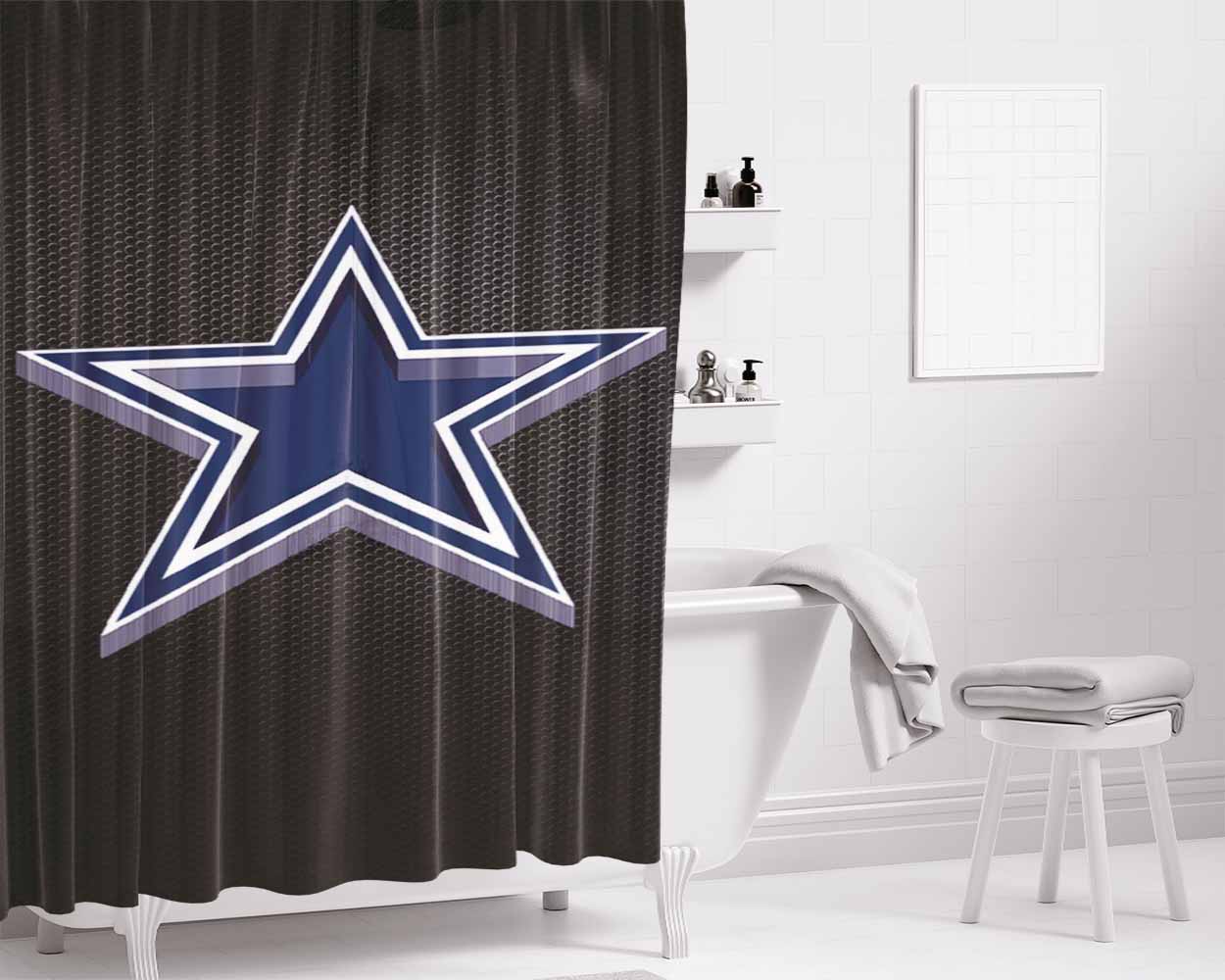 Dallas Cowboys Wallapaper Carbon Bathroom Shower Curtain Fabric Waterproof | 66 X 72 Inch