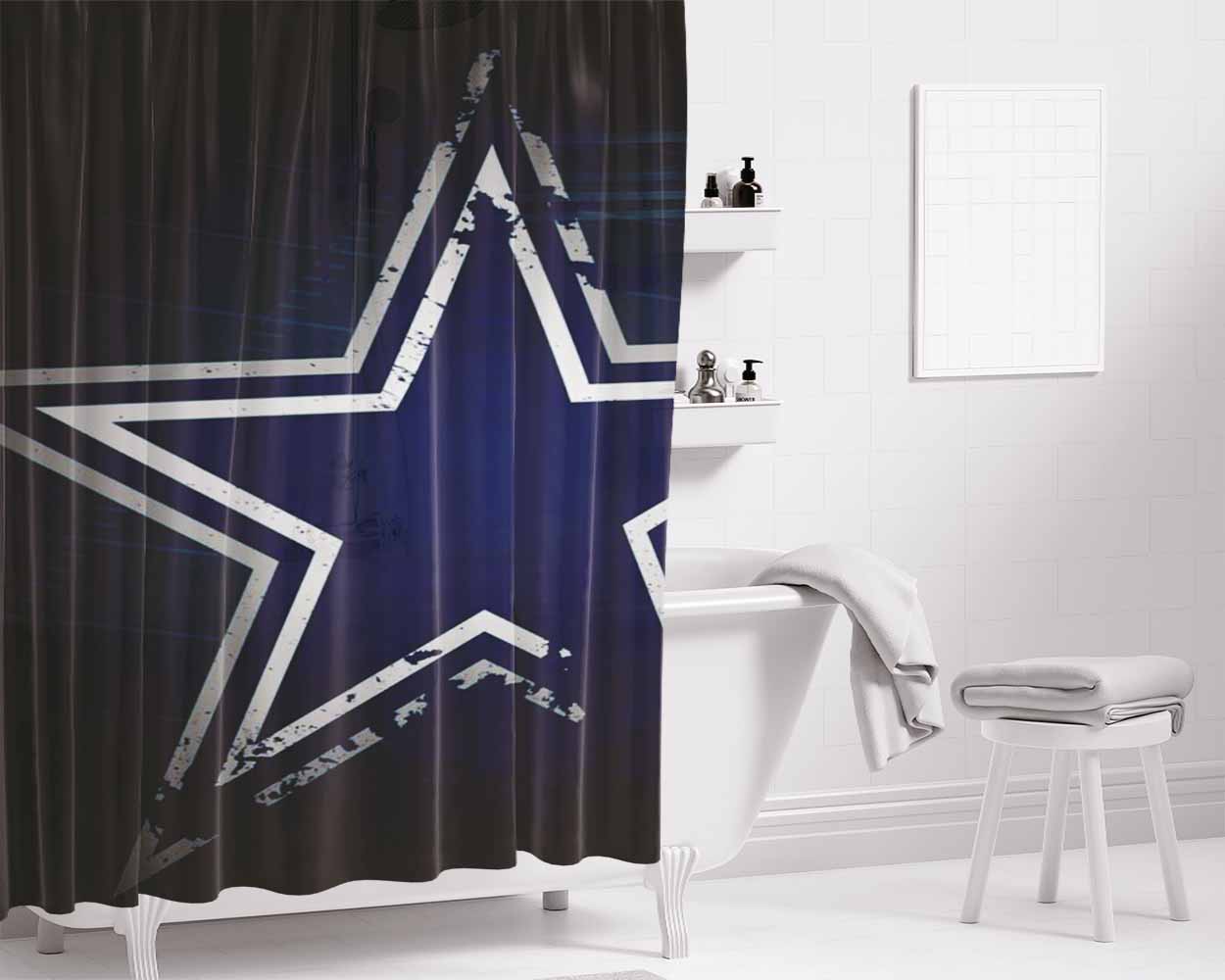 Dallas Cowboys Bathroom Shower Curtain Fabric Waterproof | 66 X 72 Inch