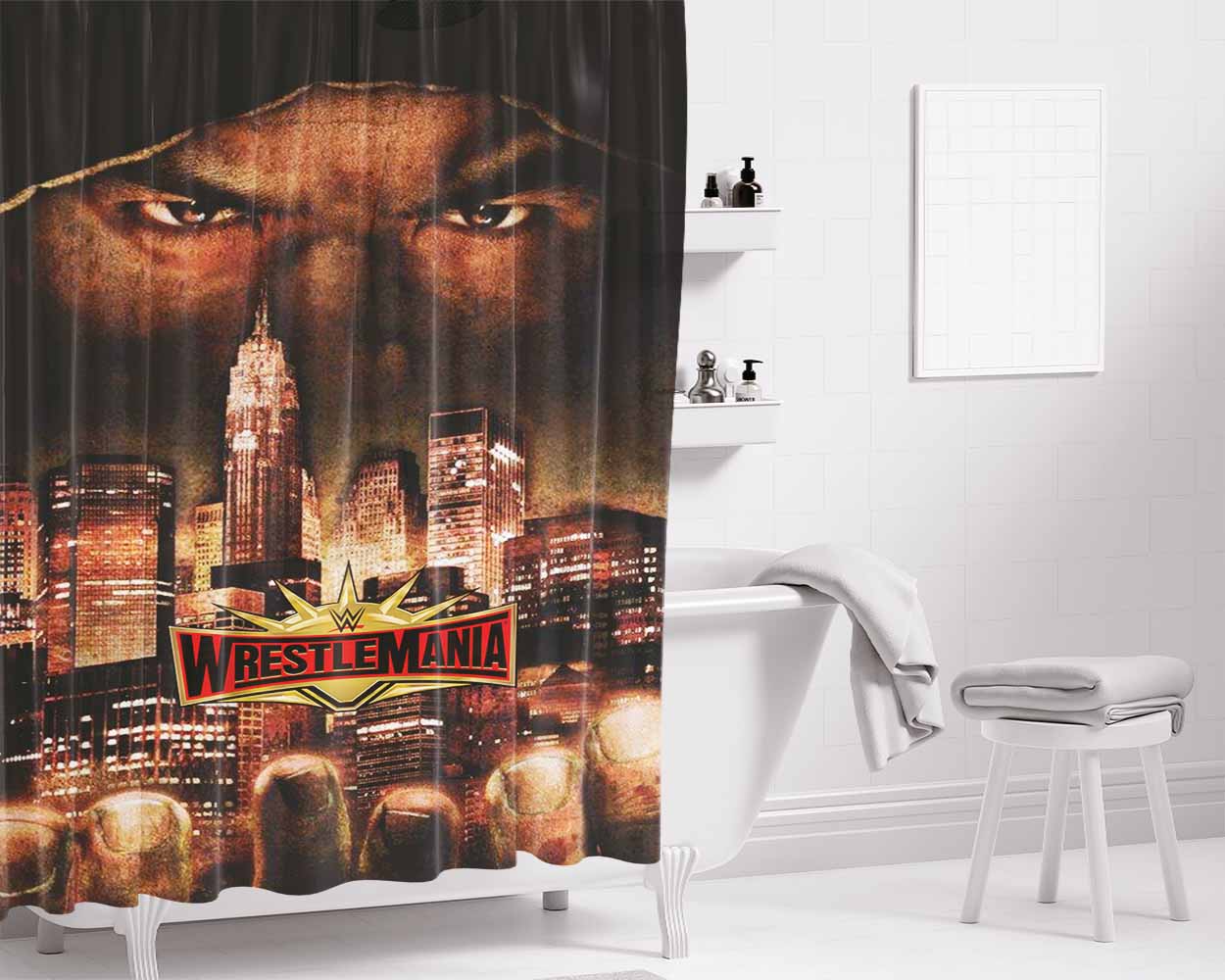 Def Jam Fight For New York City Wrestlemania Bathroom Shower Curtain Fabric Waterproof | 66 X 72 Inch