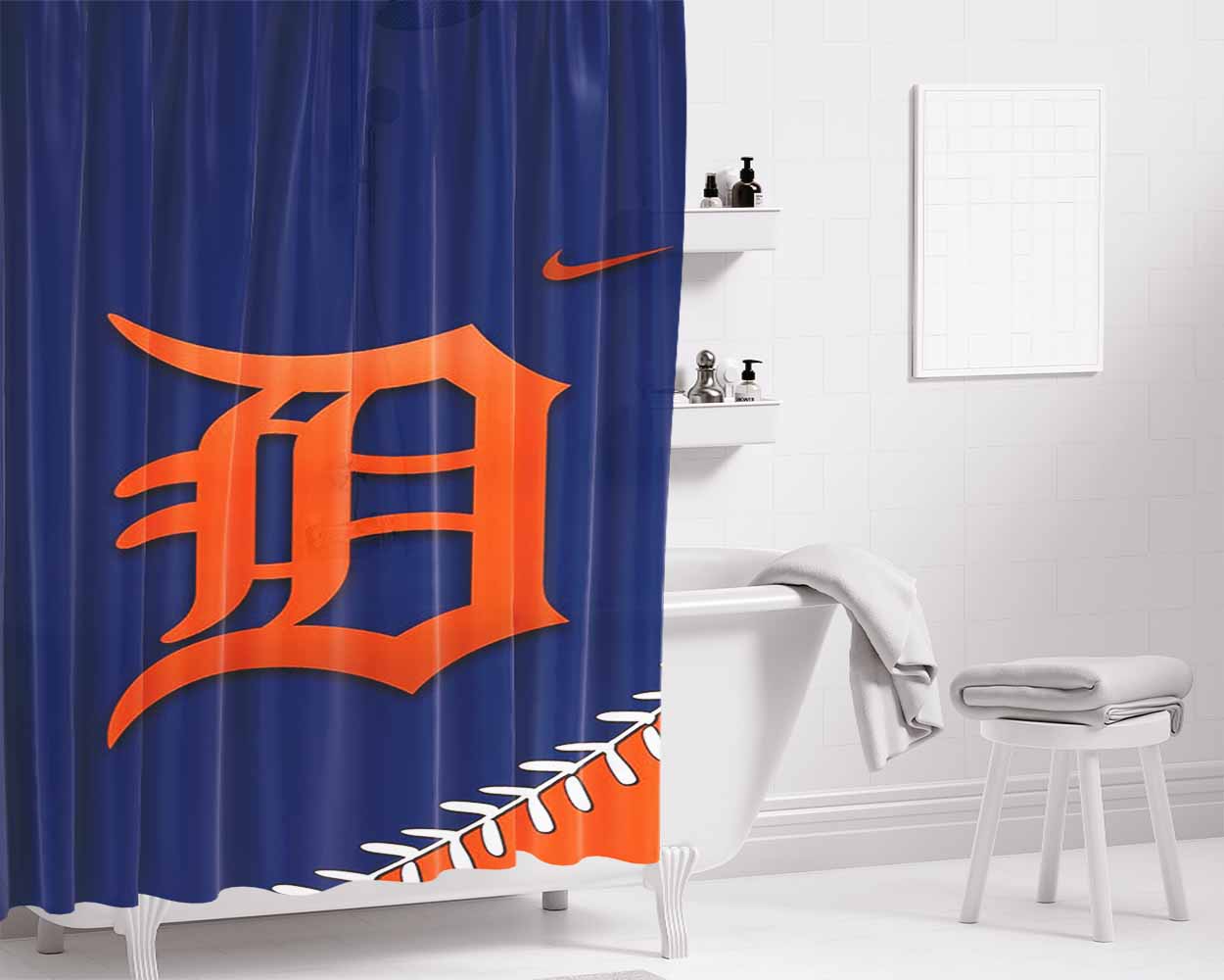 Detroit Tigers 2017 Bathroom Shower Curtain Fabric Waterproof | 66 X 72 Inch