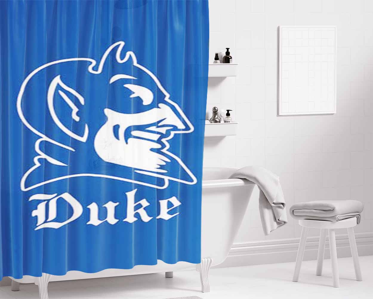 Duke Basic Logo With Old English Lettering Bathroom Shower Curtain Fabric Waterproof | 66 X 72 Inch