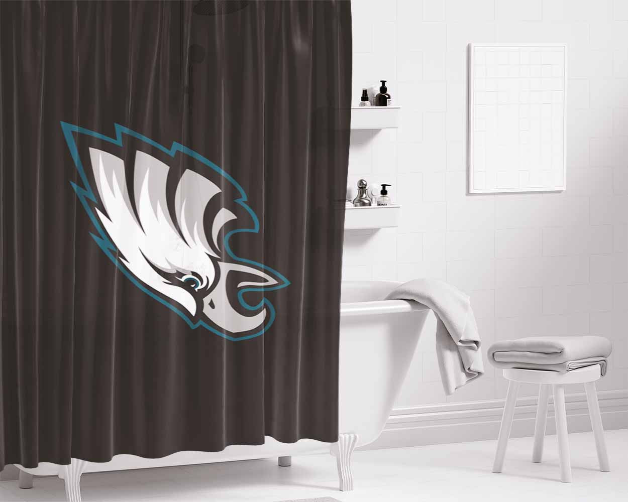 Eagles Mascot Seattle Seahawks Bathroom Shower Curtain Fabric Waterproof | 66 X 72 Inch