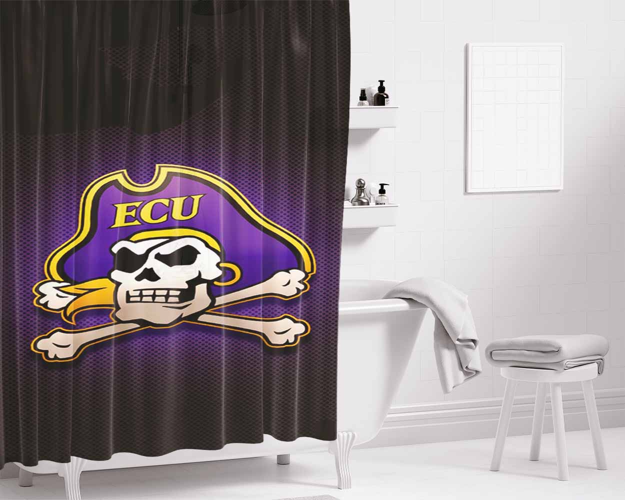 East Carolina Pirates 1 Bathroom Shower Curtain Fabric Waterproof | 66 X 72 Inch