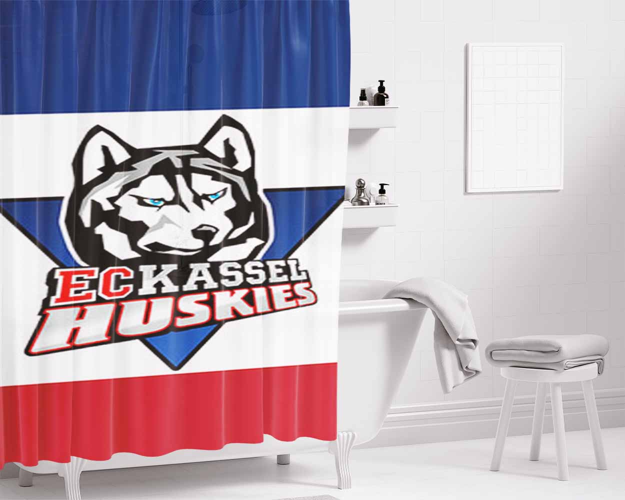 Ec Kassel Huskies Bathroom Shower Curtain Fabric Waterproof | 66 X 72 Inch