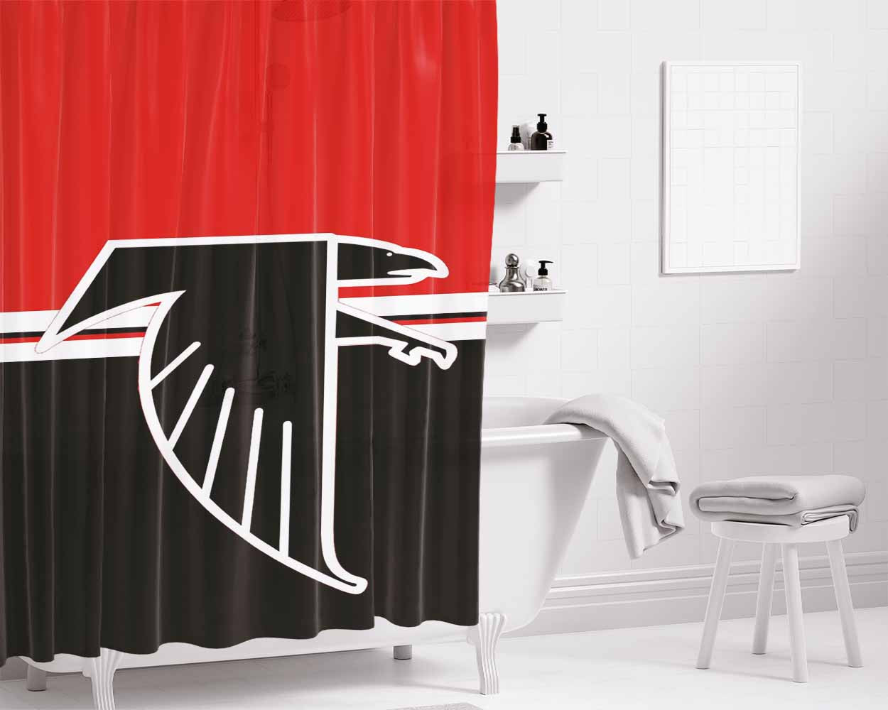 Falcon Iron Ons Logo Bathroom Shower Curtain Fabric Waterproof | 66 X 72 Inch