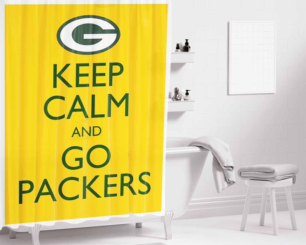 Go Packers Bathroom Shower Curtain Fabric Waterproof | 66 X 72 Inch