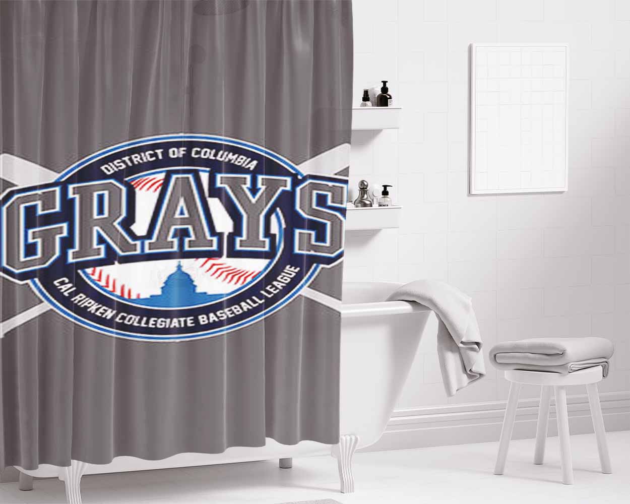 Grays Baseball Logo Gray Bathroom Shower Curtain Fabric Waterproof | 66 X 72 Inch
