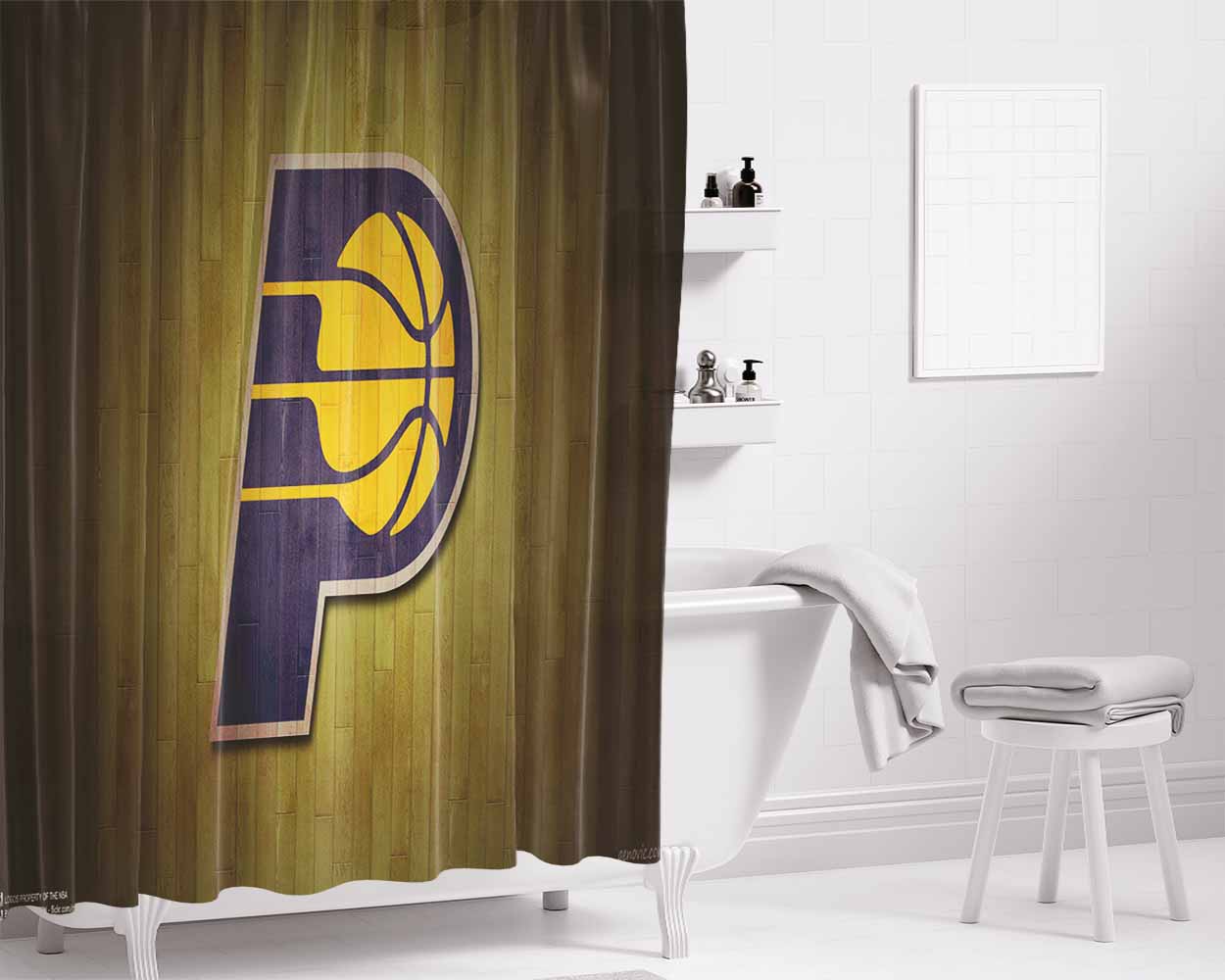 Indiana Pacers Logo Bathroom Shower Curtain Fabric Waterproof | 66 X 72 Inch