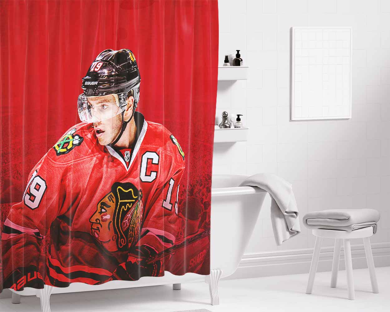 Jonathan Toews Nhl Bathroom Shower Curtain Fabric Waterproof | 66 X 72 Inch