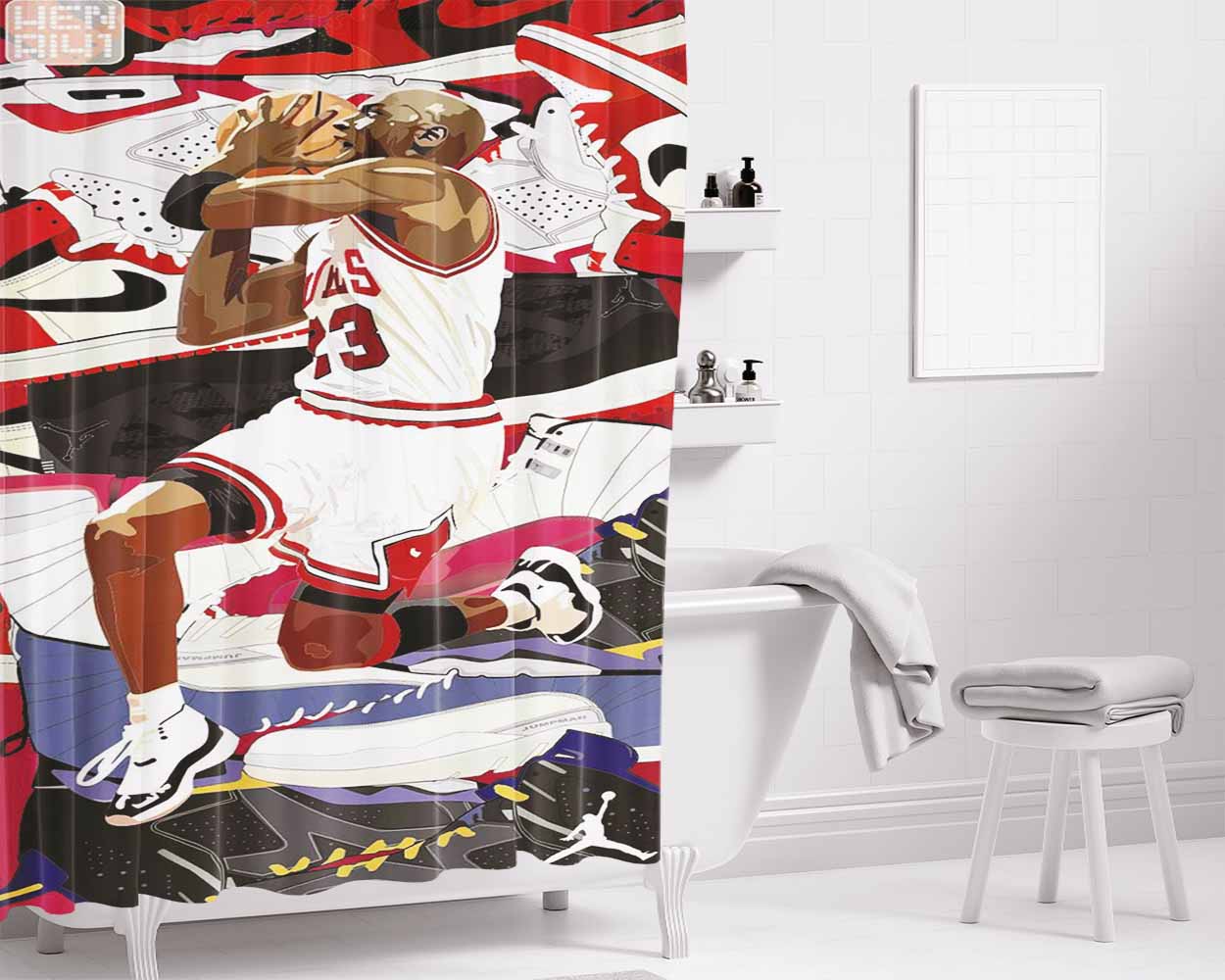 Jordan 23 Retro Bathroom Shower Curtain Fabric Waterproof | 66 X 72 Inch
