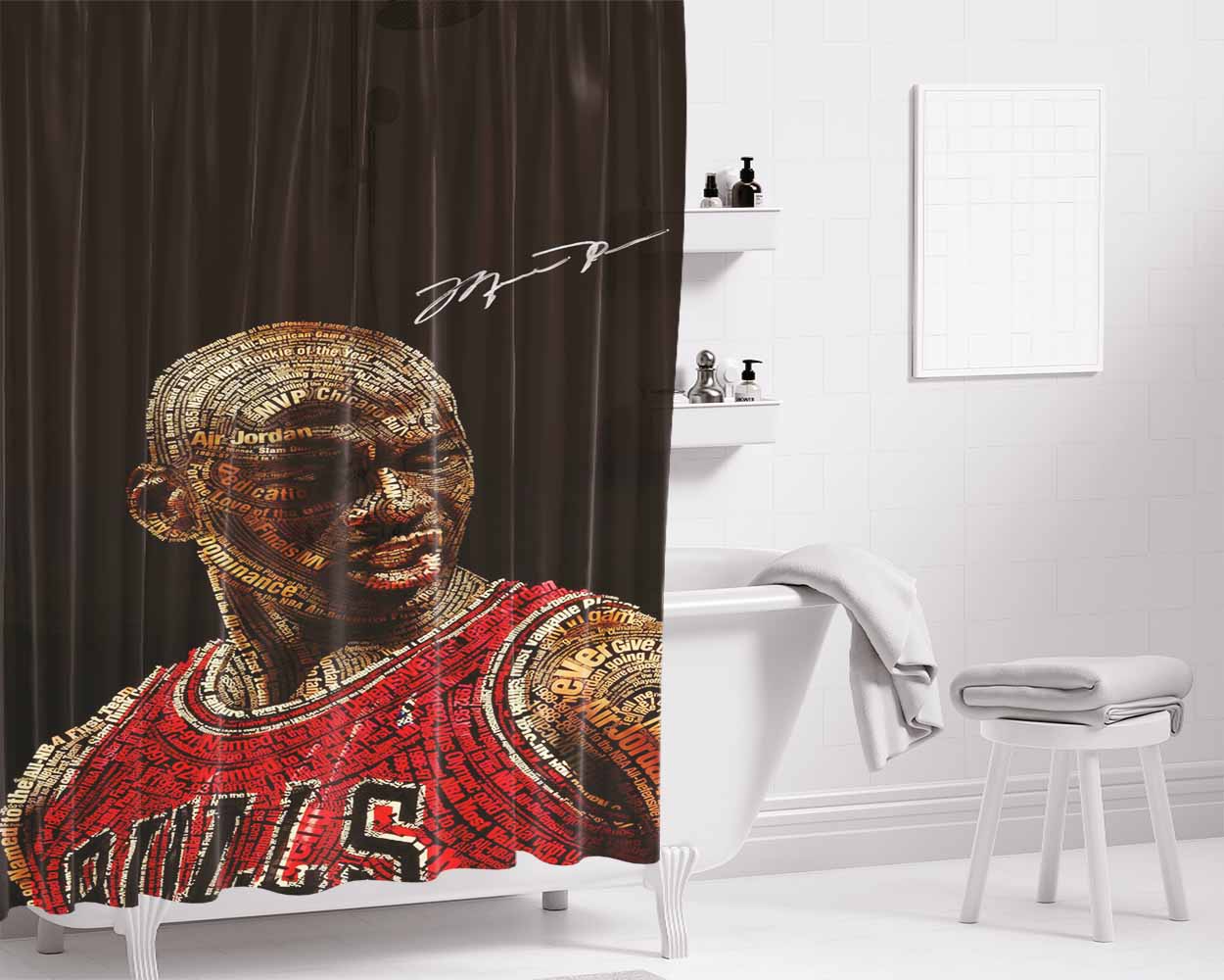 Jordan Wallpaper Shoe Sale Bathroom Shower Curtain Fabric Waterproof | 66 X 72 Inch