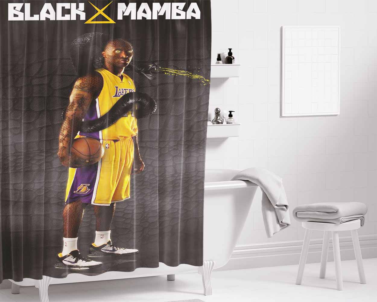 Kobe Bryan Nba X Black Mamba Bathroom Shower Curtain Fabric Waterproof | 66 X 72 Inch