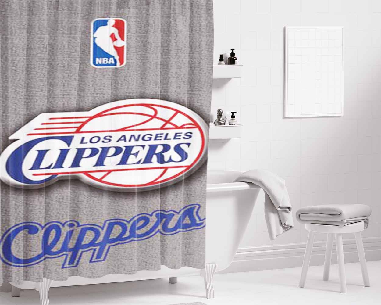 La Clippers Logo Bathroom Shower Curtain Fabric Waterproof | 66 X 72 Inch