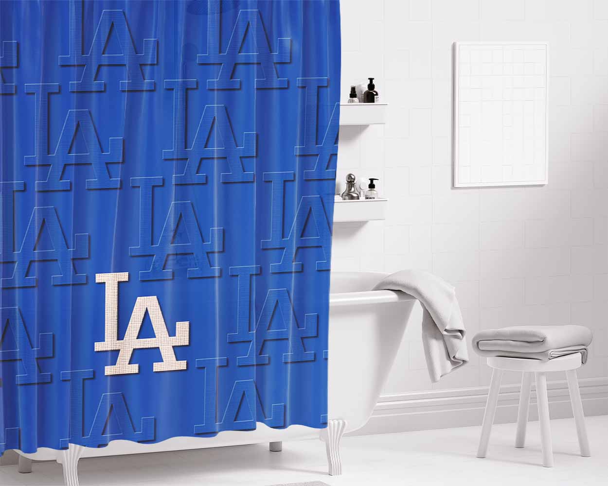 La Dodgers 3D Bathroom Shower Curtain Fabric Waterproof | 66 X 72 Inch