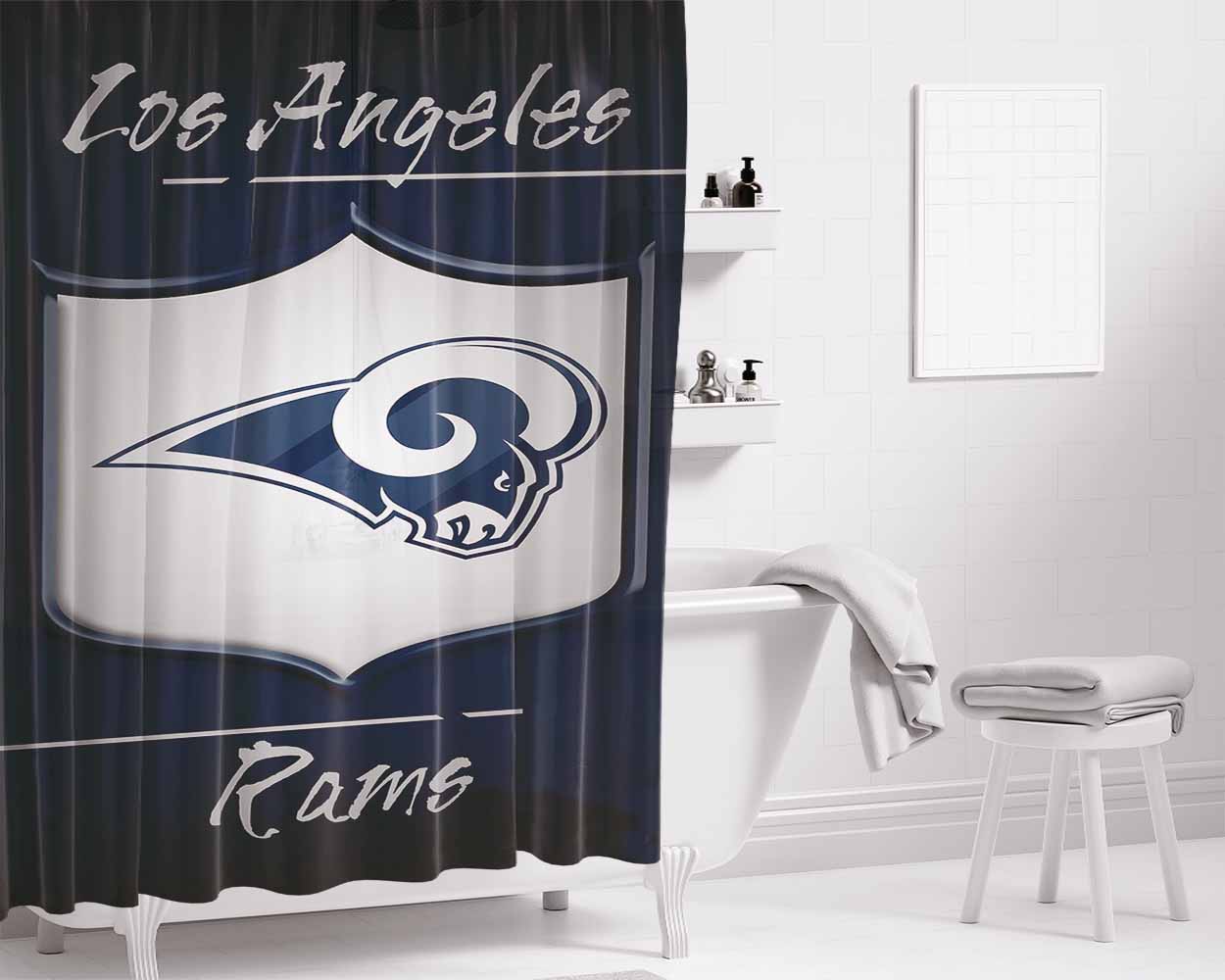 La Rams, Blue, California, Jared Goff Bathroom Shower Curtain Fabric Waterproof | 66 X 72 Inch