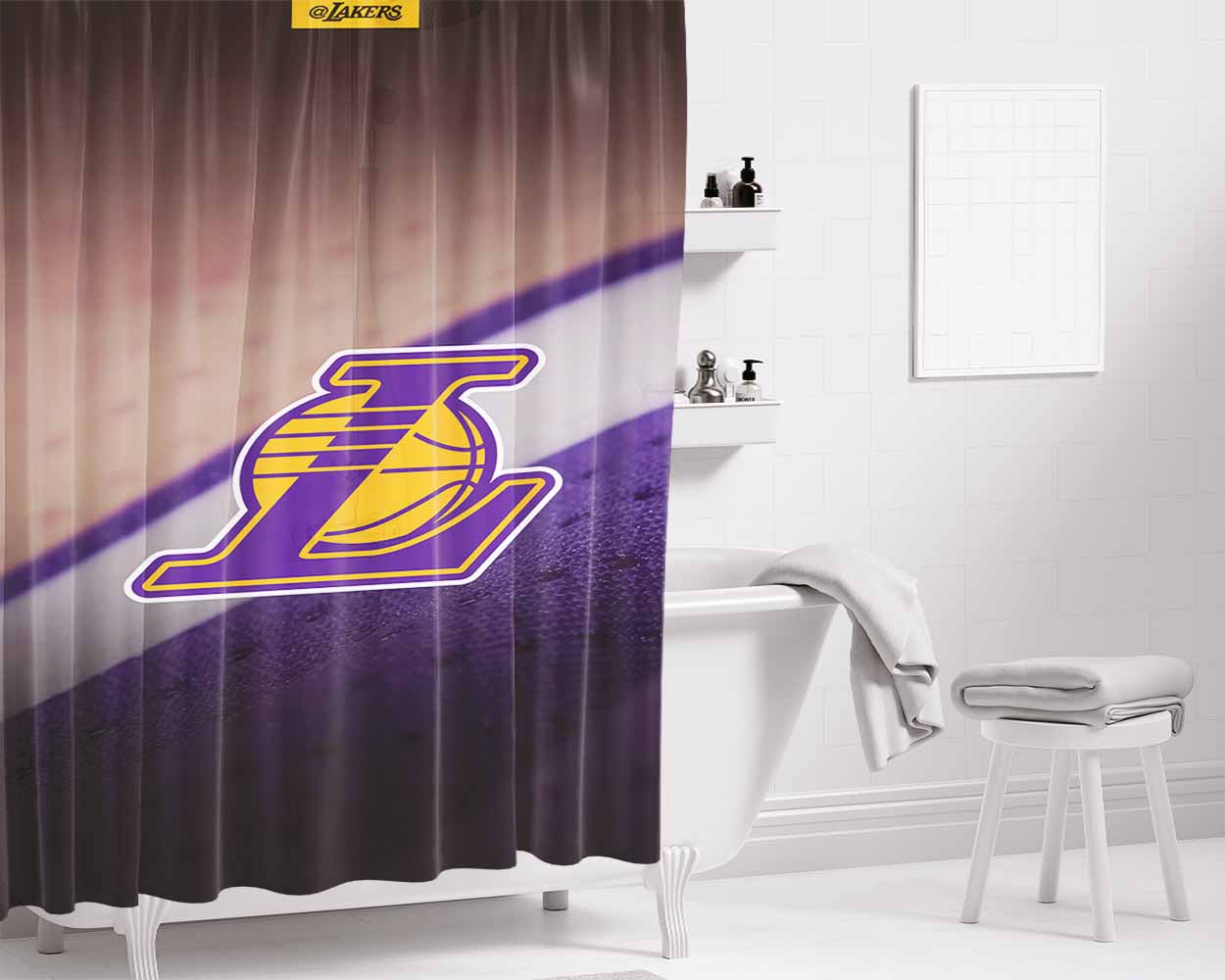 Lakers Dept Of Field Bathroom Shower Curtain Fabric Waterproof | 66 X 72 Inch
