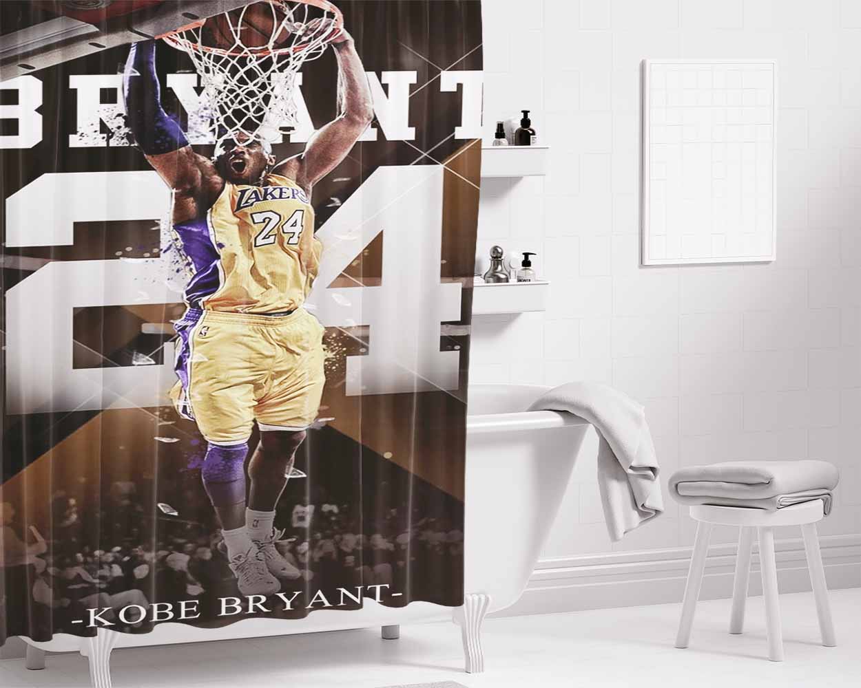 Lakers Hero Kobe Btyant Nba Legend Bathroom Shower Curtain Fabric Waterproof | 66 X 72 Inch