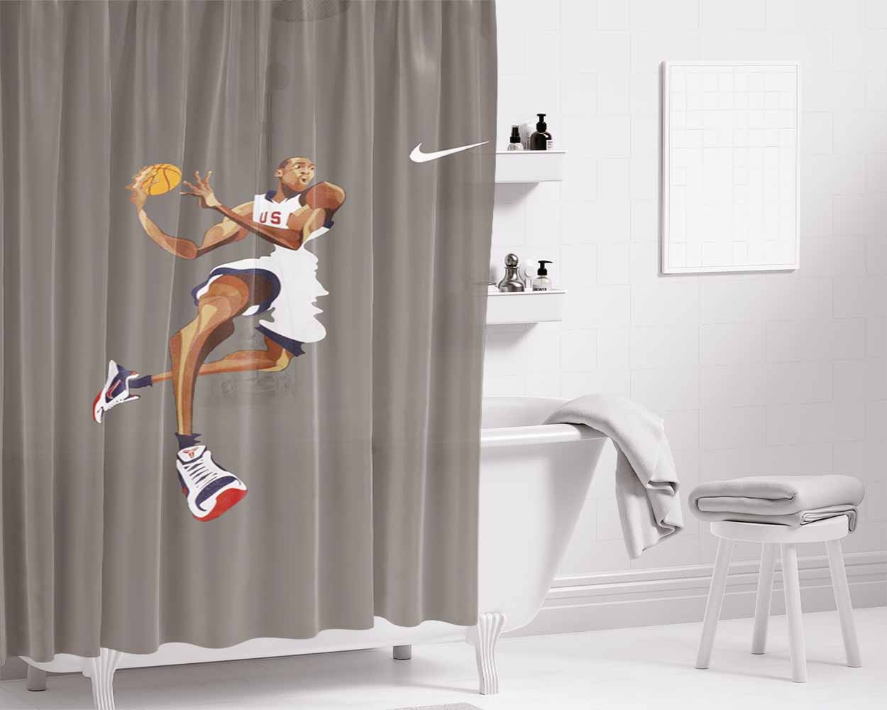 Legend Nba Slam Dunk Art Bathroom Shower Curtain Fabric Waterproof | 66 X 72 Inch