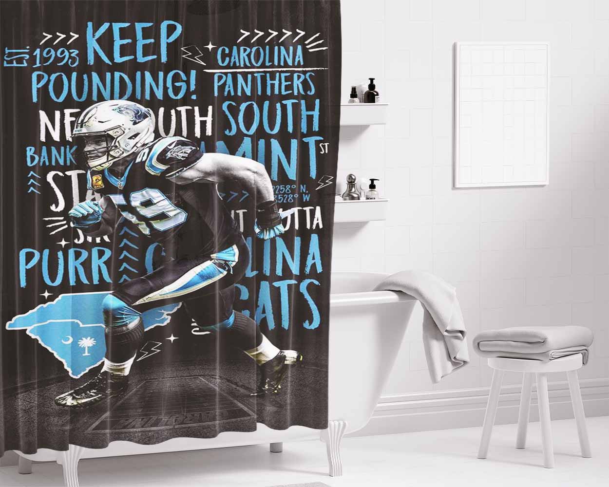 Luke Kuechly Carolina Panthers Bathroom Shower Curtain Fabric Waterproof | 66 X 72 Inch