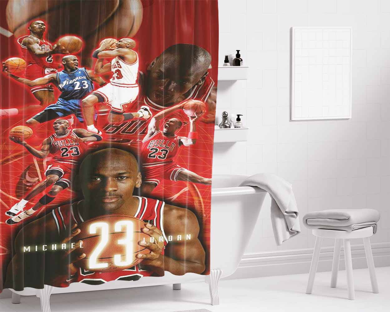 Michael Jordan 23 Bulk Bathroom Shower Curtain Fabric Waterproof | 66 X 72 Inch