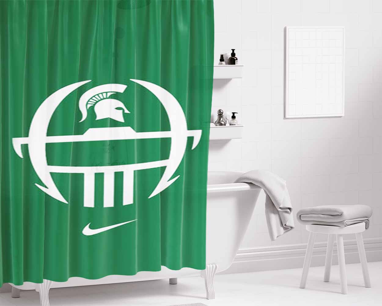 Michigan State Face Bathroom Shower Curtain Fabric Waterproof | 66 X 72 Inch
