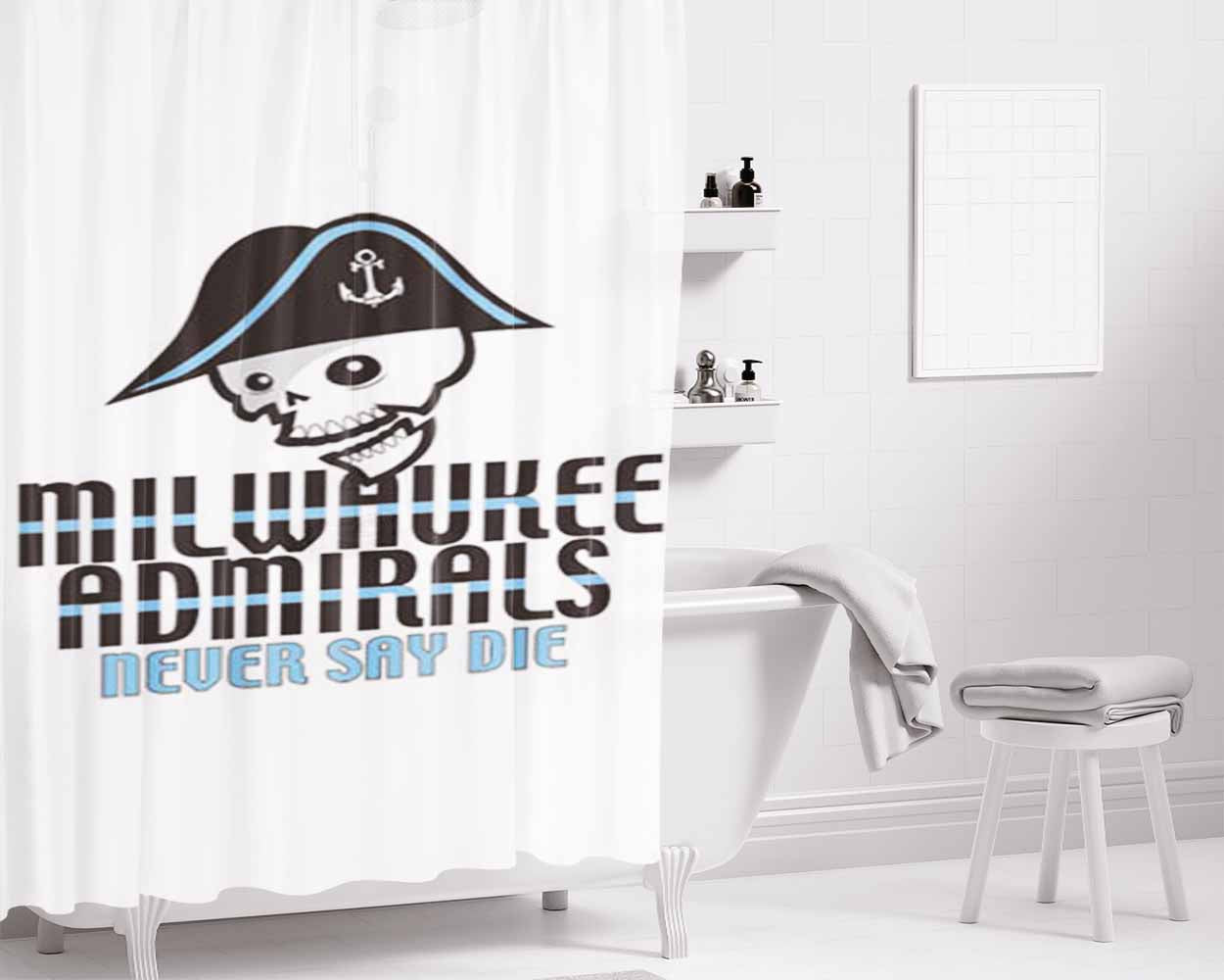 Milwaukee Admirals Hook Bathroom Shower Curtain Fabric Waterproof | 66 X 72 Inch