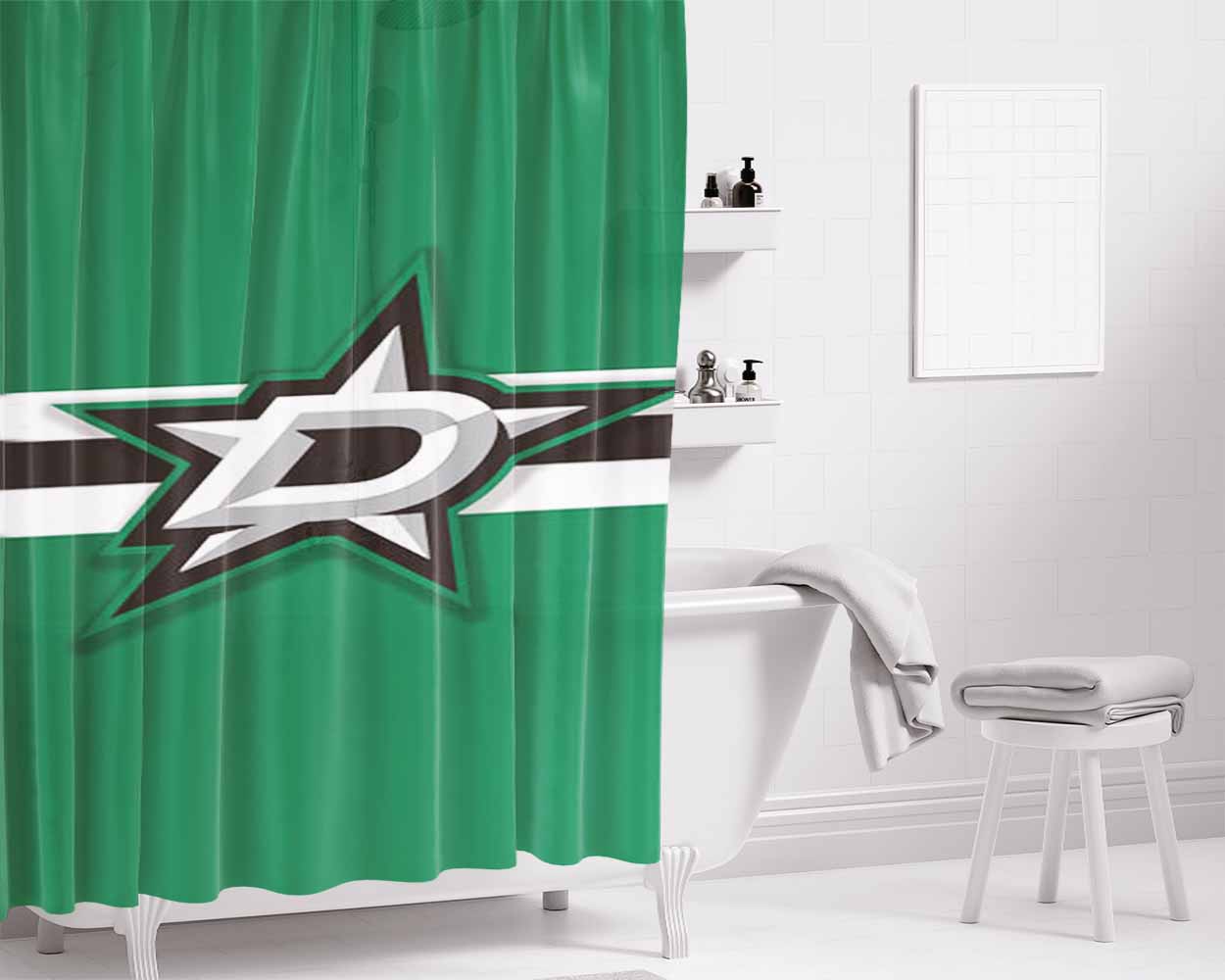 Milwaukee Logo Green Bathroom Shower Curtain Fabric Waterproof | 66 X 72 Inch