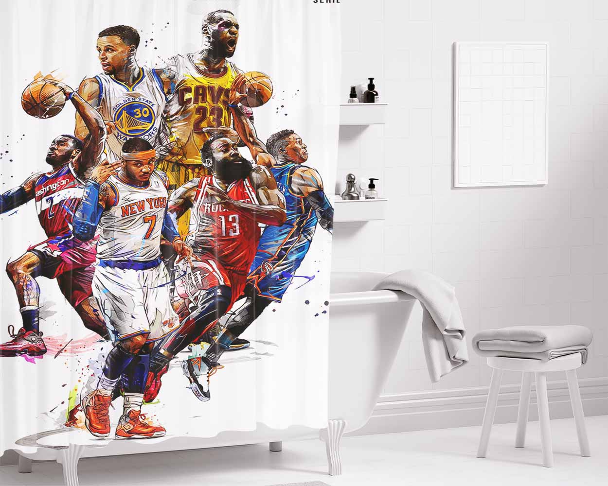 Nba Best Top Player Bathroom Shower Curtain Fabric Waterproof | 66 X 72 Inch