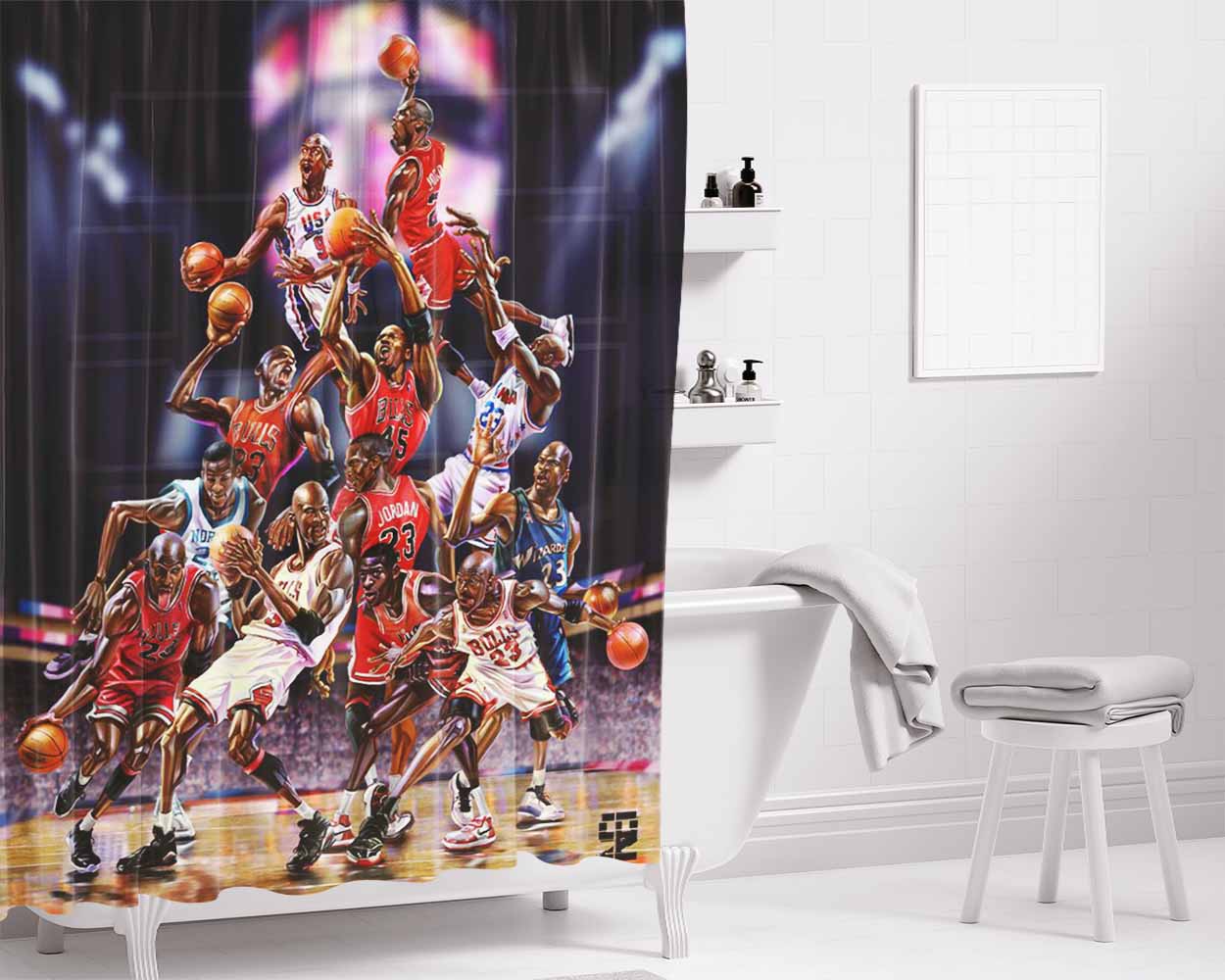 Nba Star Best Basket Ball Bathroom Shower Curtain Fabric Waterproof | 66 X 72 Inch