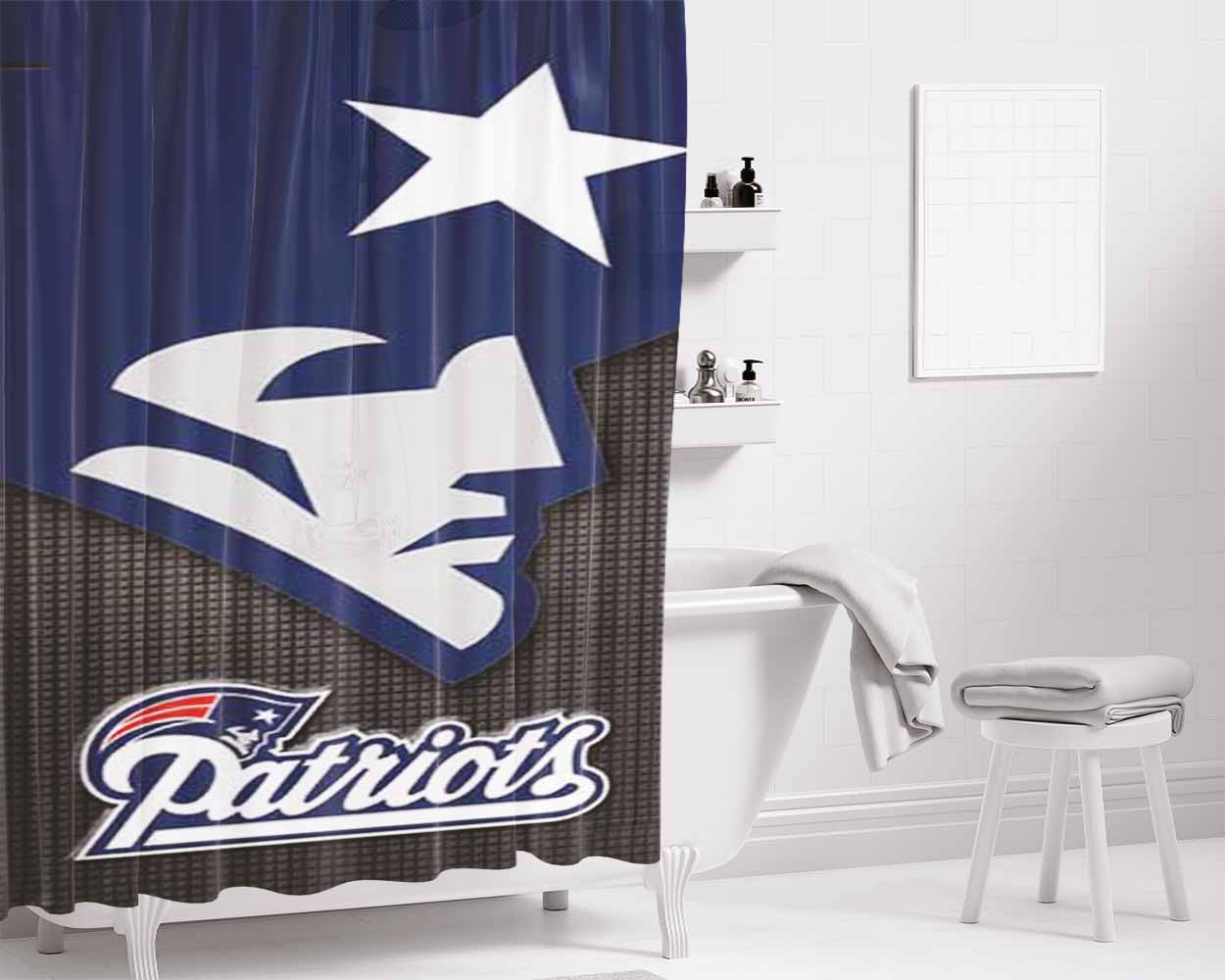 Ne Pats Logo On Grid Bathroom Shower Curtain Fabric Waterproof | 66 X 72 Inch