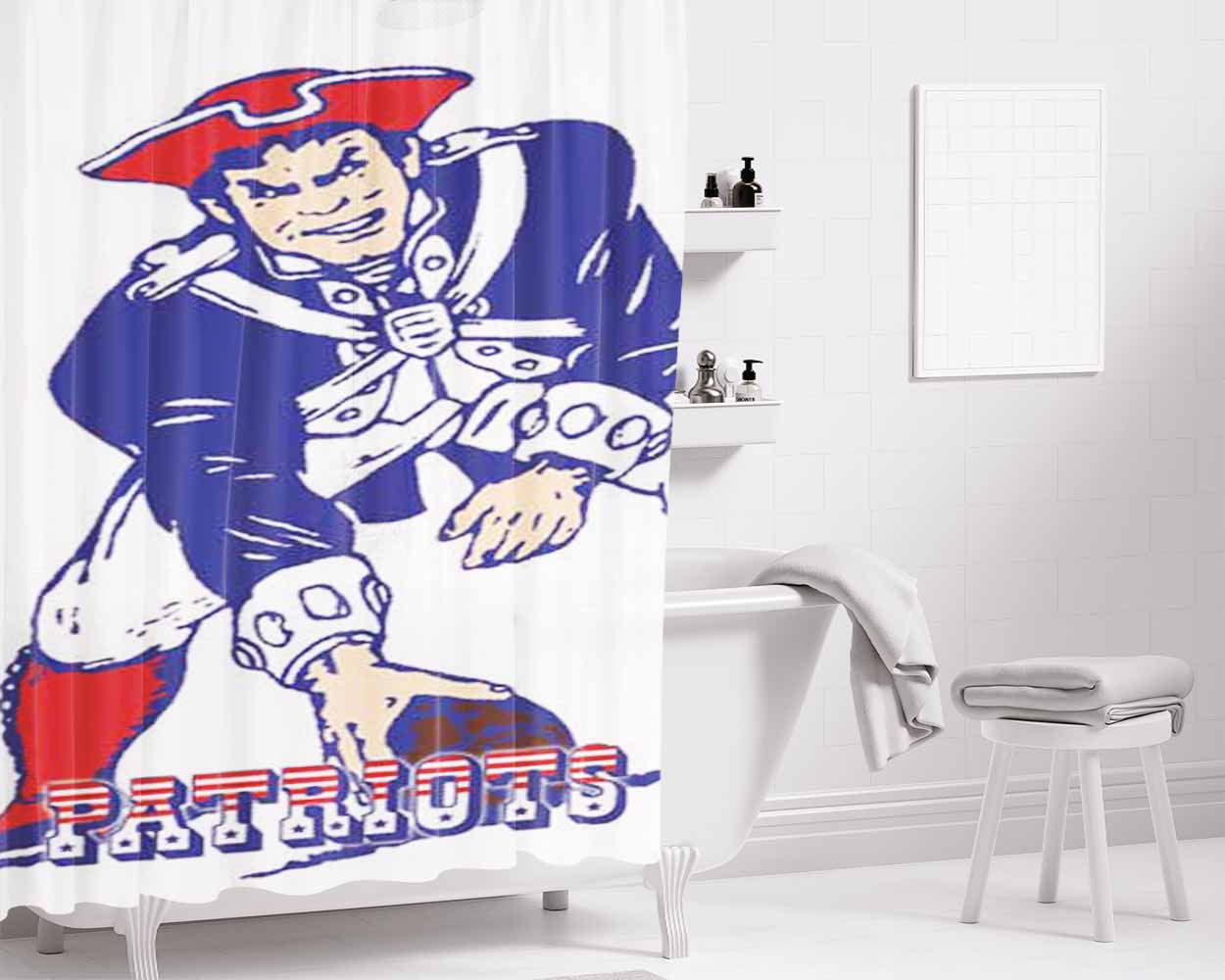 Ne Pats Red Wht Blue Logos Bathroom Shower Curtain Fabric Waterproof | 66 X 72 Inch