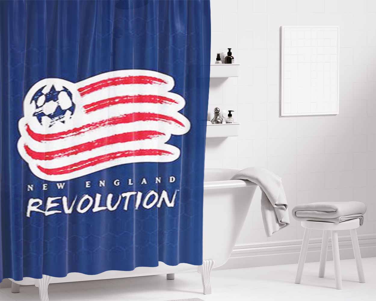 New England Revolution Bathroom Shower Curtain Fabric Waterproof | 66 X 72 Inch