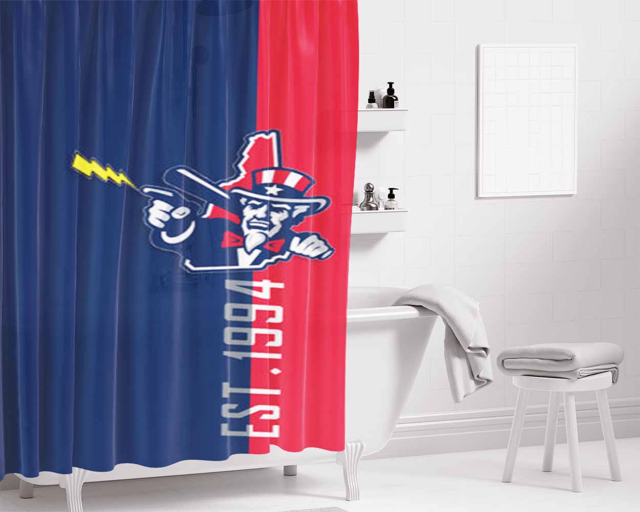 New Hampshire Fisher Cats Bathroom Shower Curtain Fabric Waterproof | 66 X 72 Inch