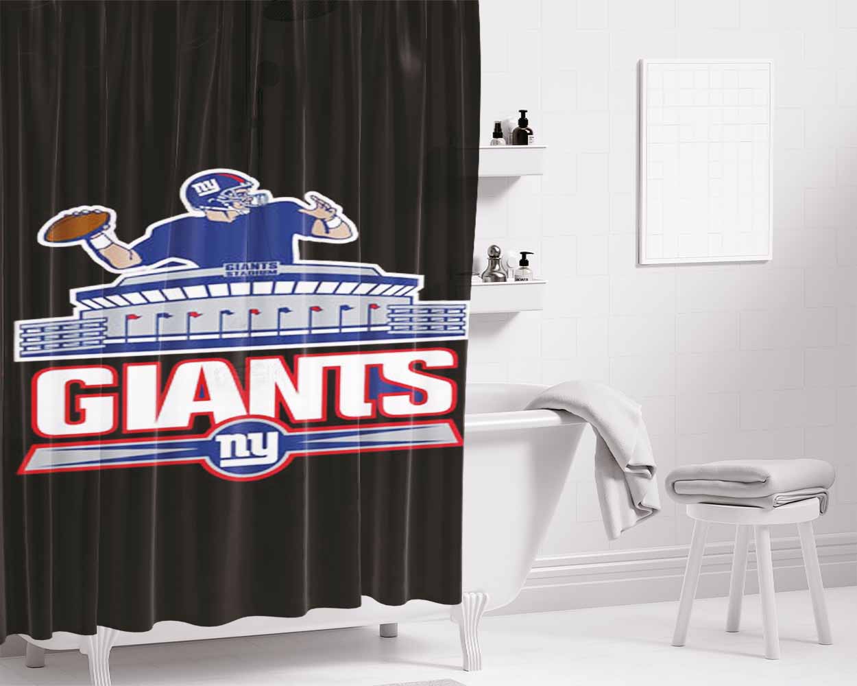 New York Giants Stadium Bathroom Shower Curtain Fabric Waterproof | 66 X 72 Inch