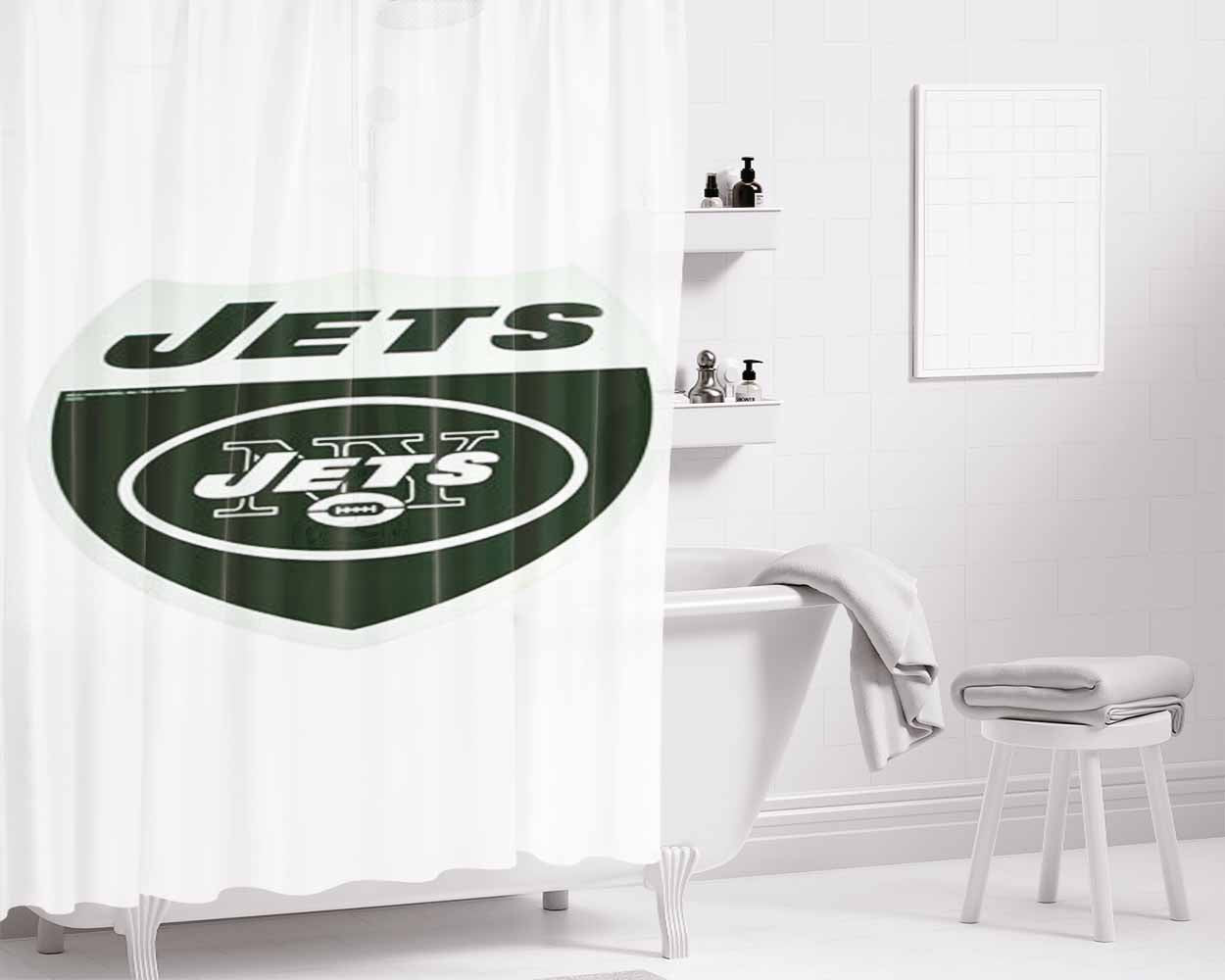 New York Jets Football Logo Bathroom Shower Curtain Fabric Waterproof | 66 X 72 Inch