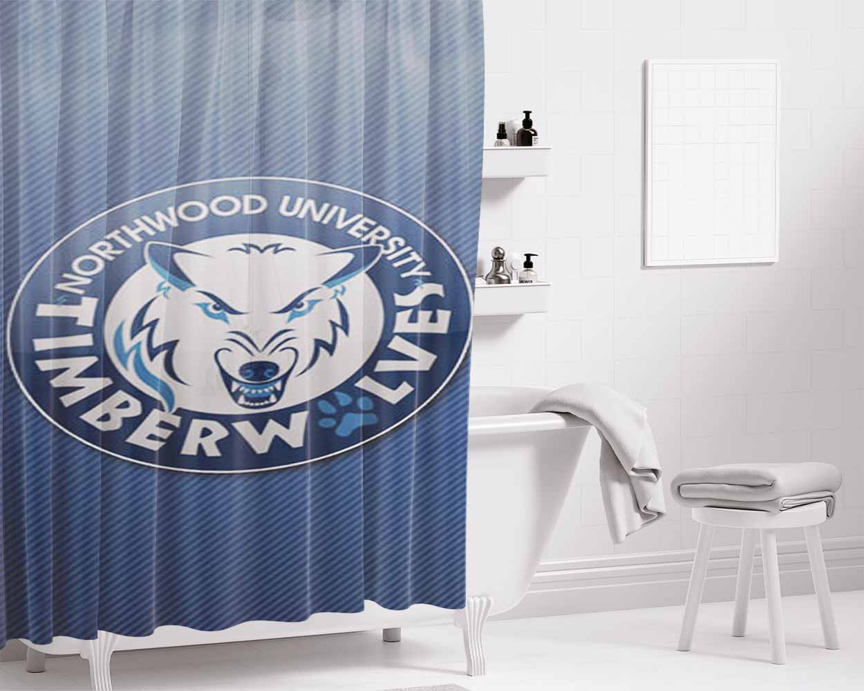 Northwood Timberwolves Logo Bathroom Shower Curtain Fabric Waterproof | 66 X 72 Inch