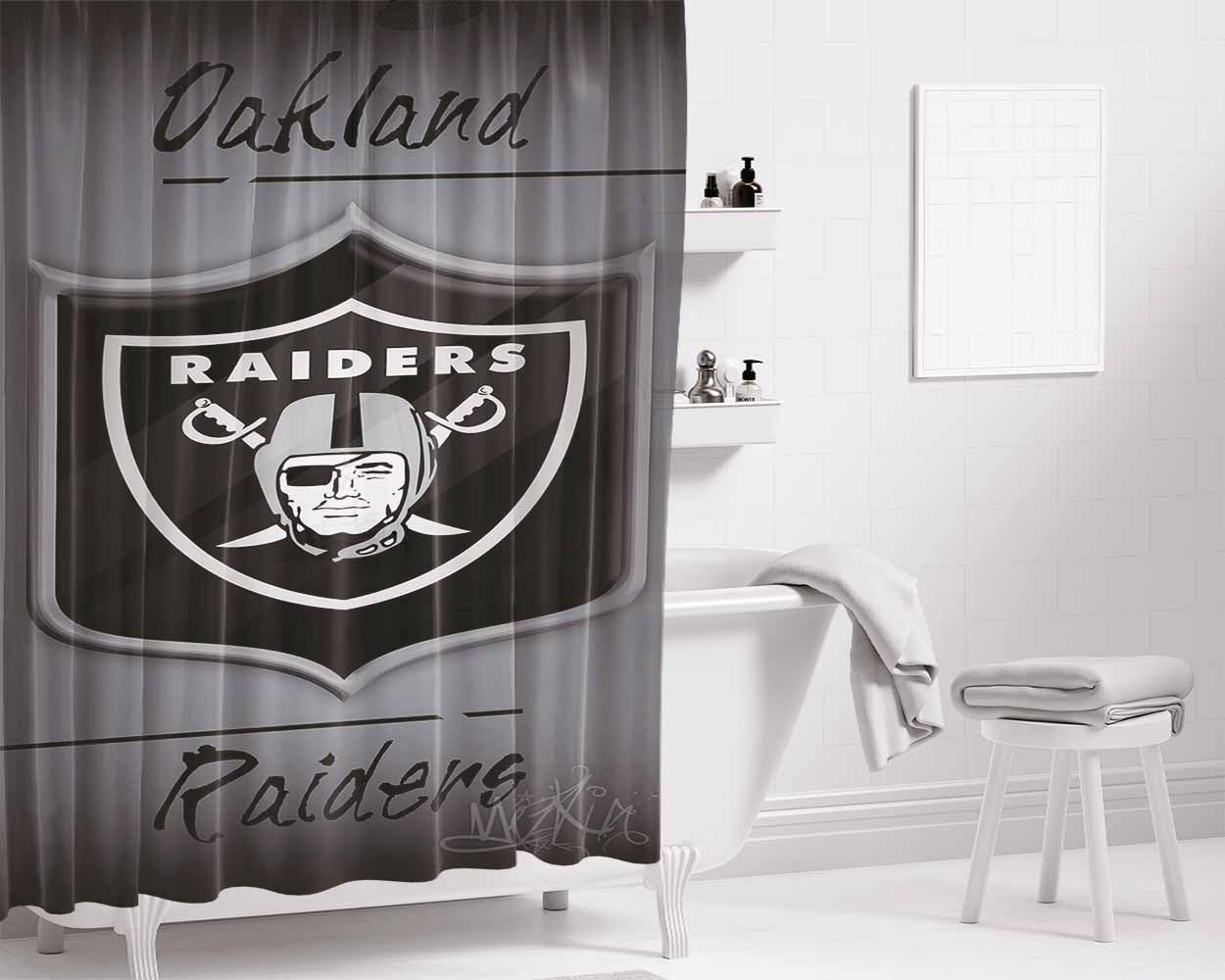 Oakland Raiders, Afc, Black, Derek Carr Bathroom Shower Curtain Fabric Waterproof | 66 X 72 Inch