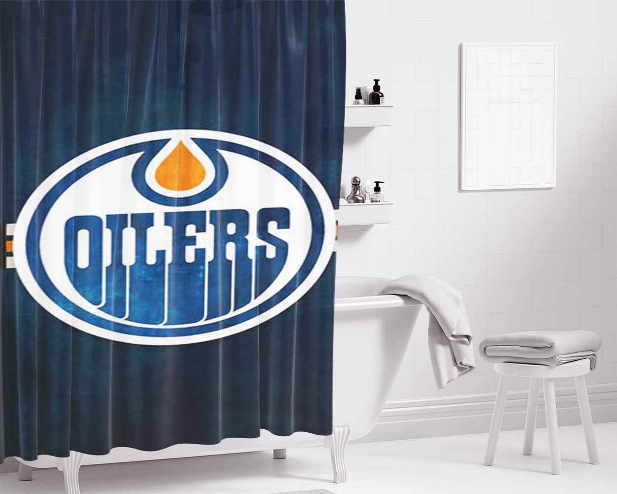 Oilers New Logo Bathroom Shower Curtain Fabric Waterproof | 66 X 72 Inch