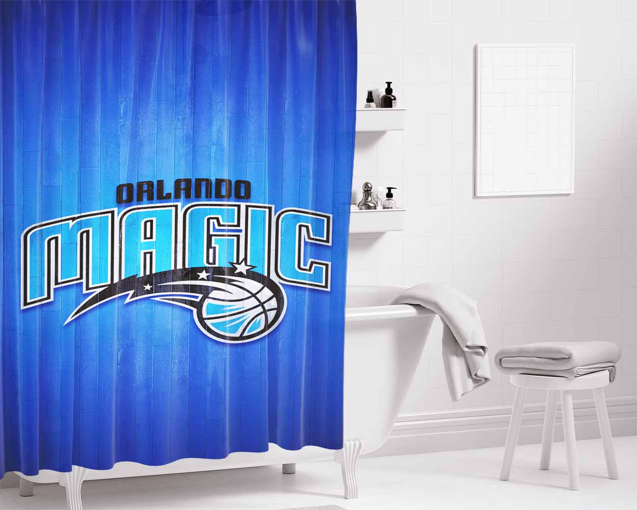 Orlando Magic Hardwood Bathroom Shower Curtain Fabric Waterproof | 66 X 72 Inch