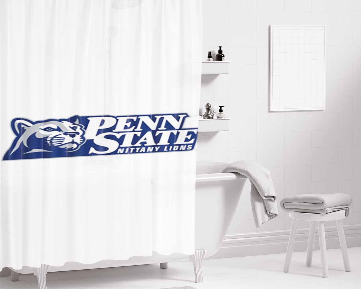 Penn State Logo Art Bathroom Shower Curtain Fabric Waterproof | 66 X 72 Inch