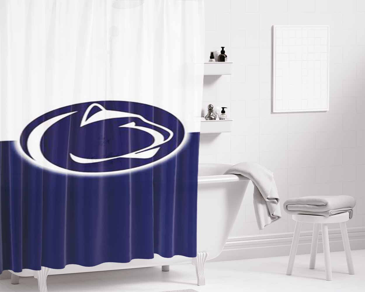 Penn State Logo Bathroom Shower Curtain Fabric Waterproof | 66 X 72 Inch