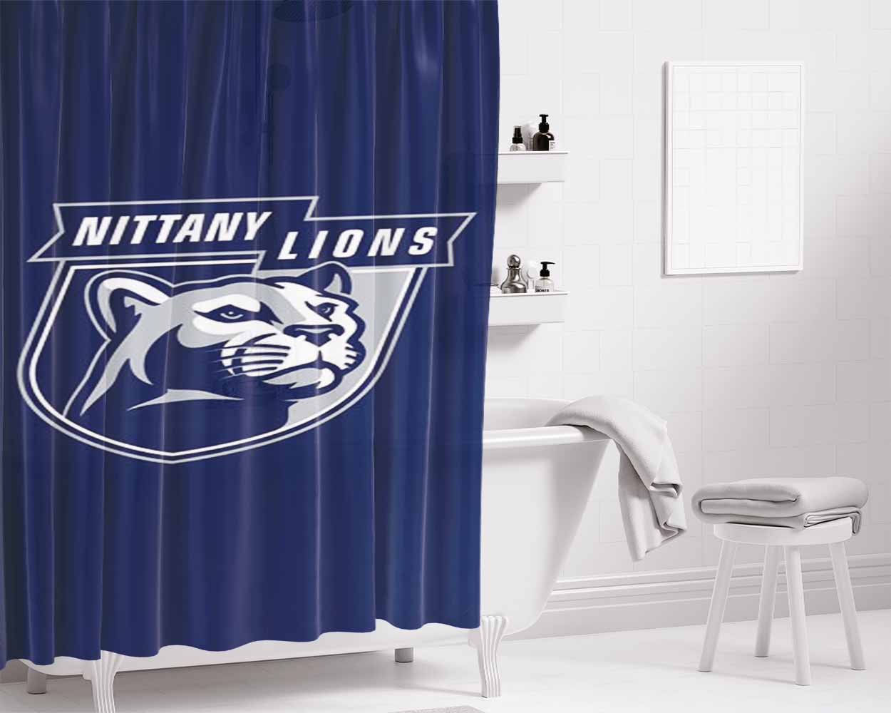 Penn State Nittany Lions Blue Bathroom Shower Curtain Fabric Waterproof | 66 X 72 Inch