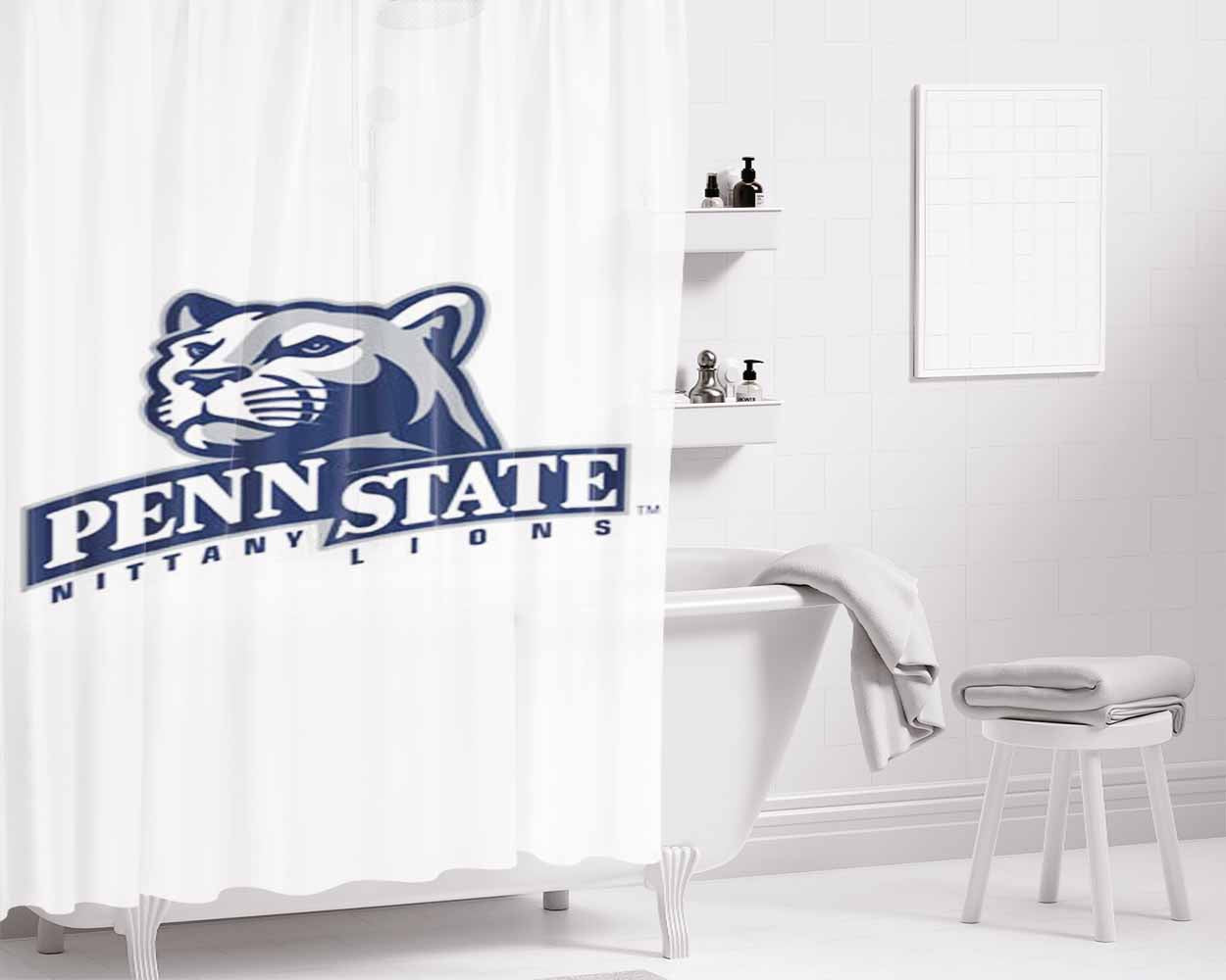Penn State Nittany Lions Logo Bathroom Shower Curtain Fabric Waterproof | 66 X 72 Inch