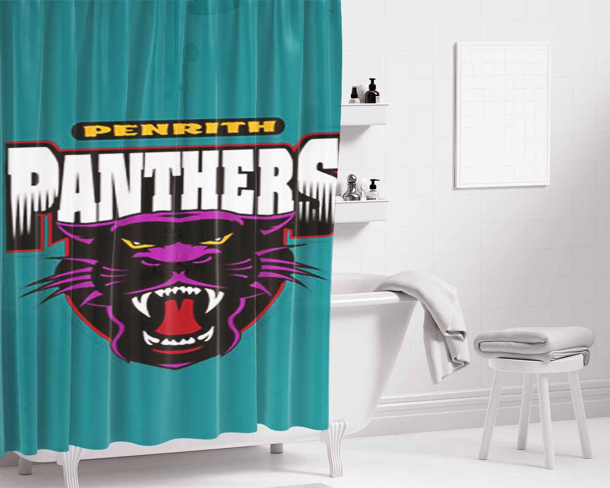 Penrith Panthers Galaxy Bathroom Shower Curtain Fabric Waterproof | 66 X 72 Inch