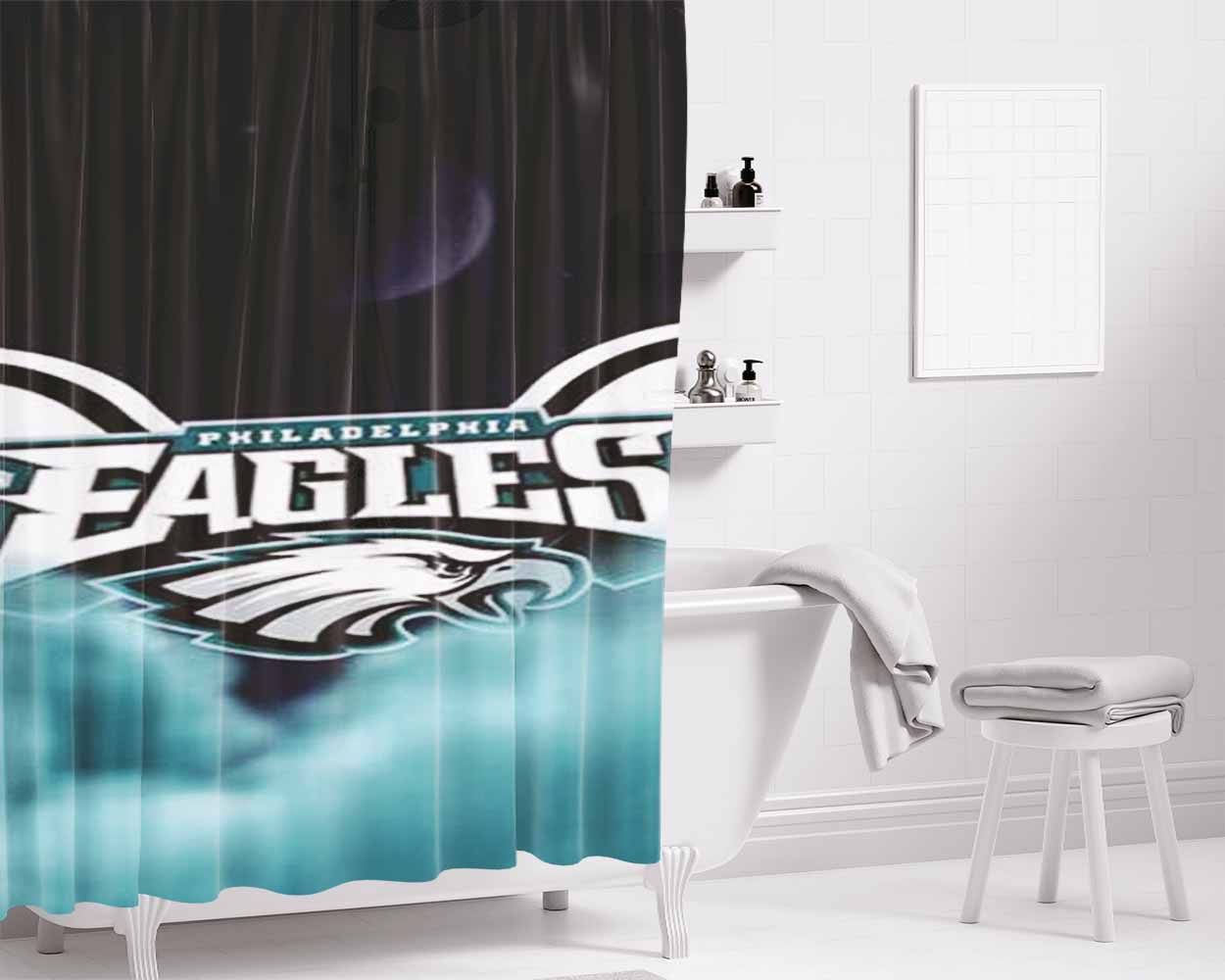 Philly Eagles Logo Clouds Bathroom Shower Curtain Fabric Waterproof | 66 X 72 Inch